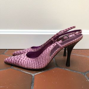 Genuine PURPLE leather sling back heals